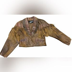 🤠 Vintage Winlit Brown Genuine Leather Western Fringe Jacket | Size M 🤎